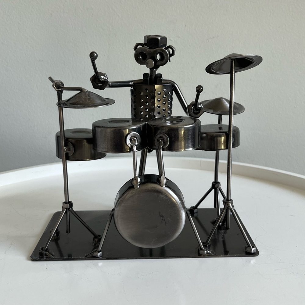 Drummer Metal Art Sculpture Nuts And Bolts Handcrafted Industrial